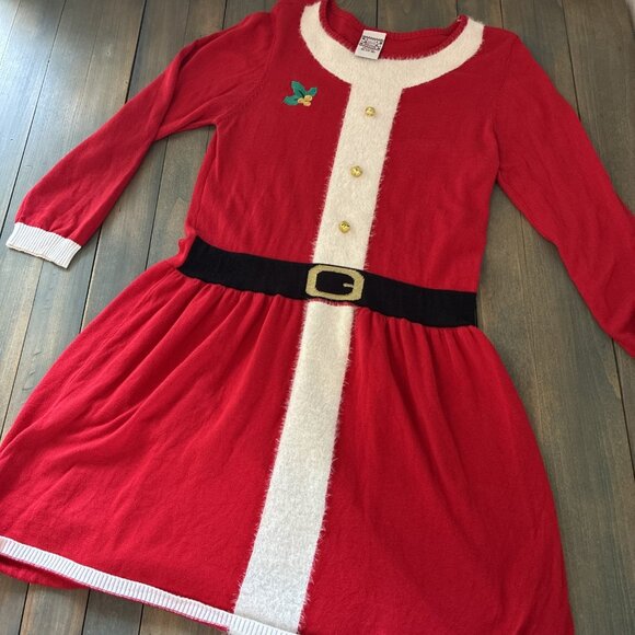 Well Worn Holiday UglyChristmas Santa Sweater Dress Tunic Red Size L 14-16 (XM6) - Picture 1 of 12